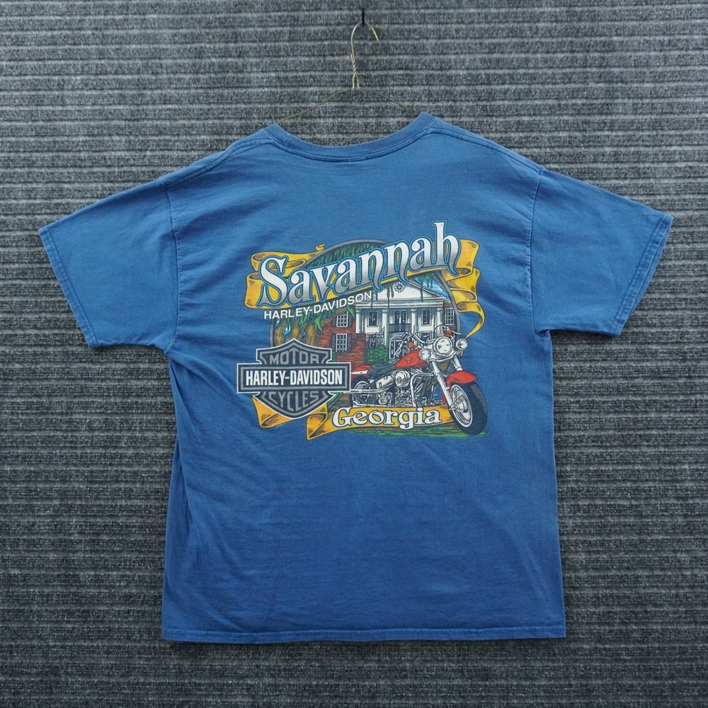 Harley-Davidson T-Shirt Mens XL Blue Savannah Georgia Willie G Skull Graphic